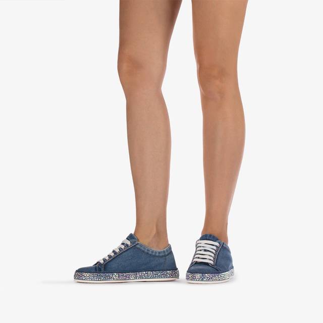 Le Silla Sneaker Denim Blu Con Cristalli