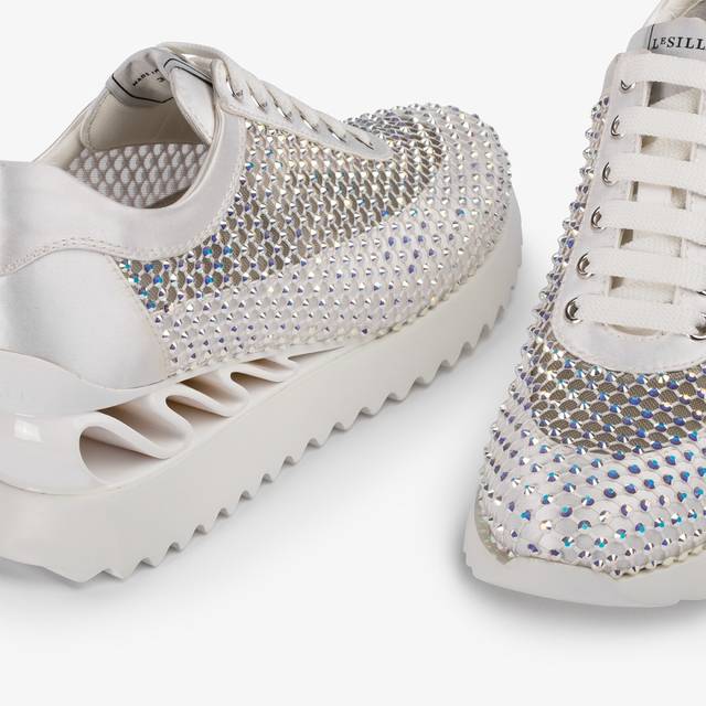 Le Silla Sneaker Rete Bianca Carta E Cristalli