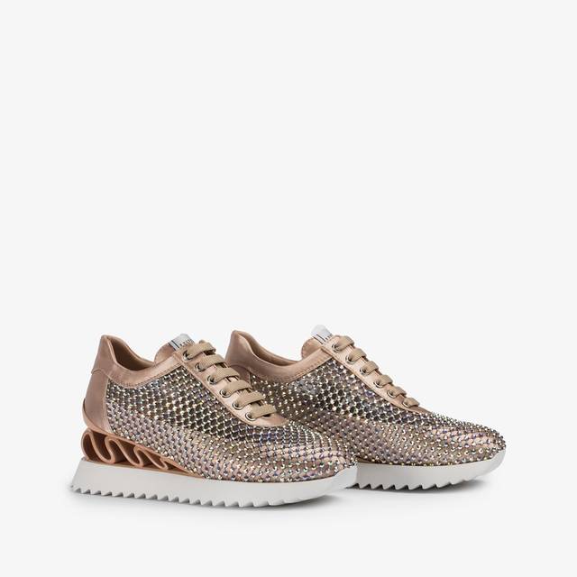 Le Silla Sneaker Rete Nude Skin E Cristalli
