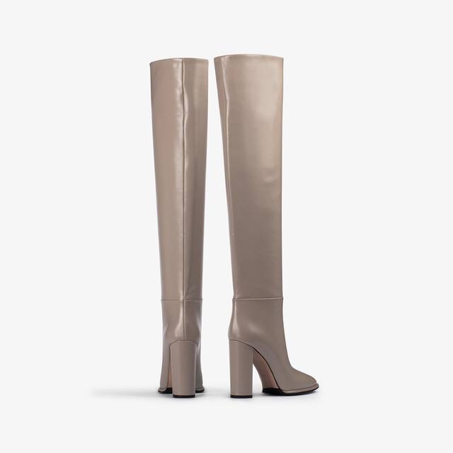 Le Silla Stivale Al Ginocchio Pelle Grigio Marmo