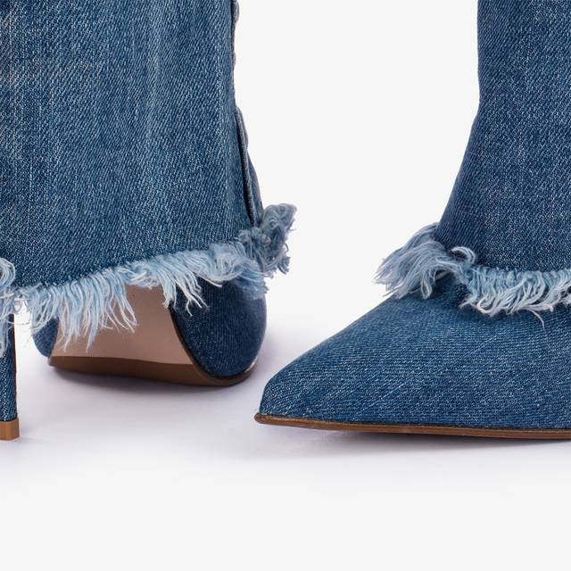 Le Silla Stivale Con Risvolto Denim Blu