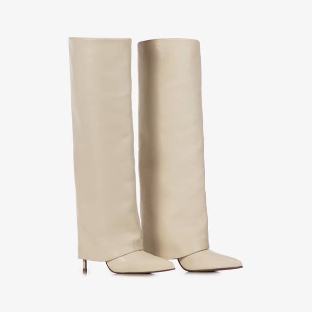 Le Silla Stivale Con Risvolto Nappa Bianco