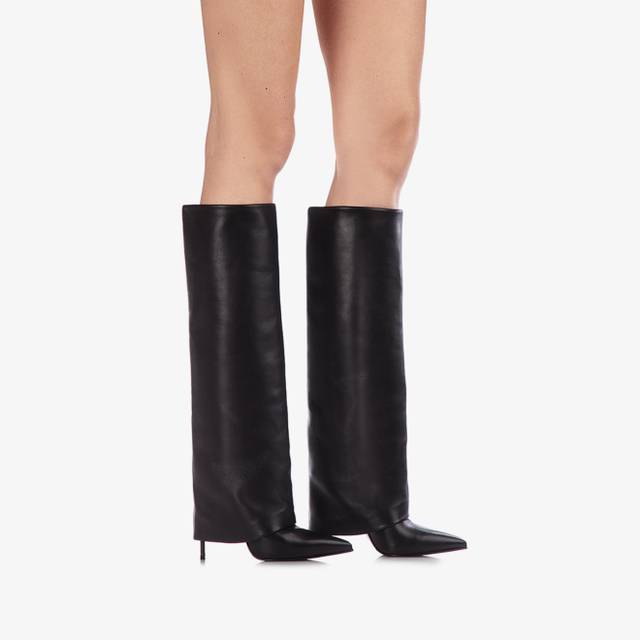 Le Silla Stivale Con Risvolto Nappa Nero