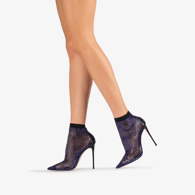 Le Silla Stivaletto Calza Blu Midnight E Cristalli