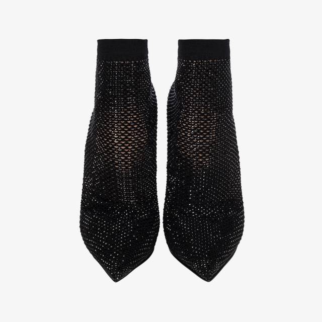 Le Silla Stivaletto Calza Nera Con Cristalli