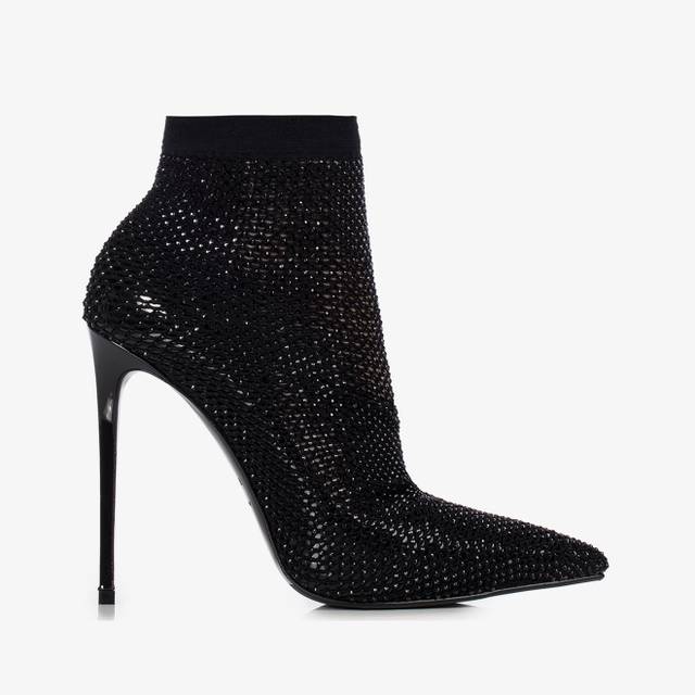 Le Silla Stivaletto calza nera con Cristalli