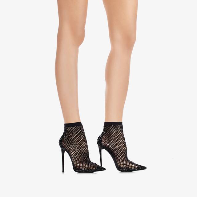 Le Silla Stivaletto Calza Nera E Cristalli