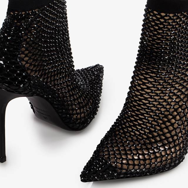 Le Silla Stivaletto Calza Nera E Cristalli