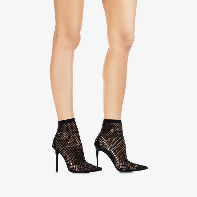 Le Silla Stivaletto Calza Nera E Cristalli