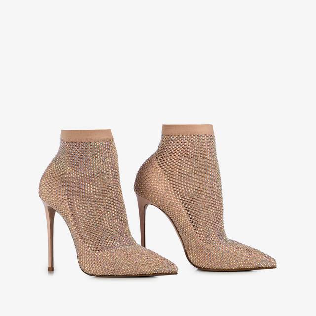 Le Silla Stivaletto Calza Nude Skin Con Cristalli