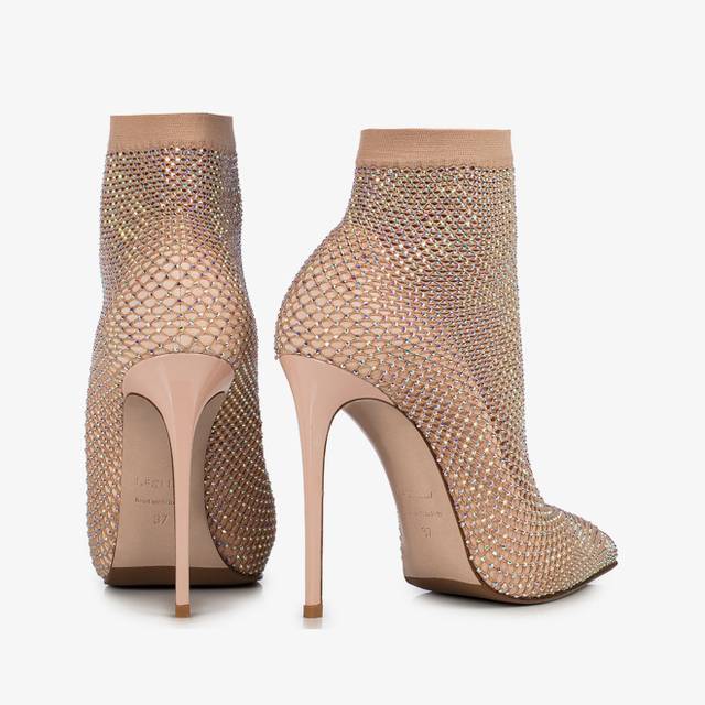 Le Silla Stivaletto Calza Nude Skin Con Cristalli