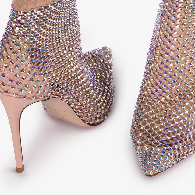 Le Silla Stivaletto Calza Nude Skin E Cristalli