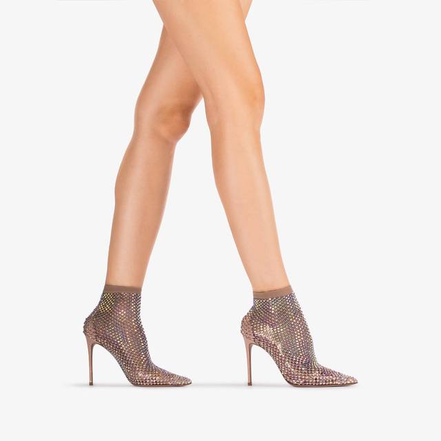 Le Silla Stivaletto Calza Nude Skin E Cristalli