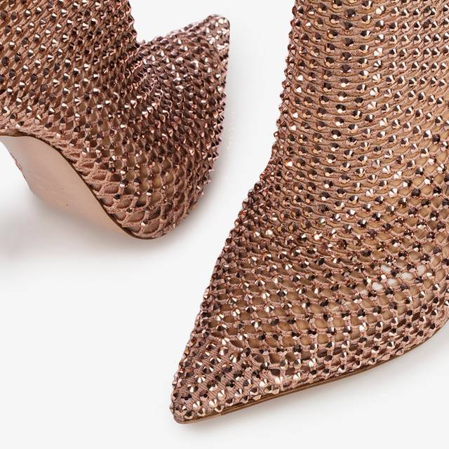 Le Silla Stivaletto Calza Oro Rosa E Cristalli