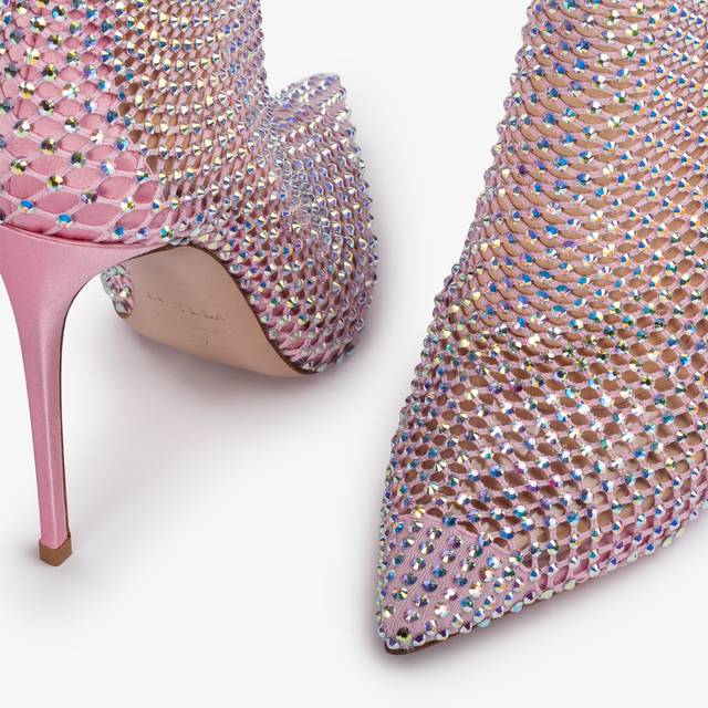 Le Silla Stivaletto Calza Rosa Dea E Cristalli