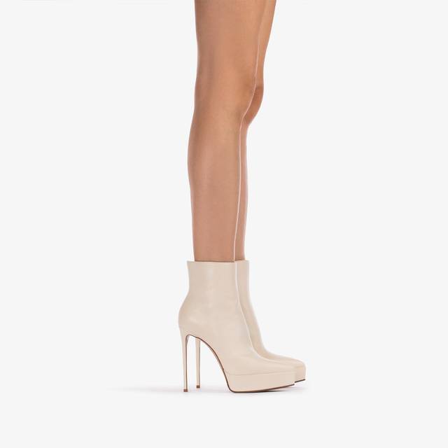 Le Silla Stivaletto Con Plateau Pelle Bianco Milk