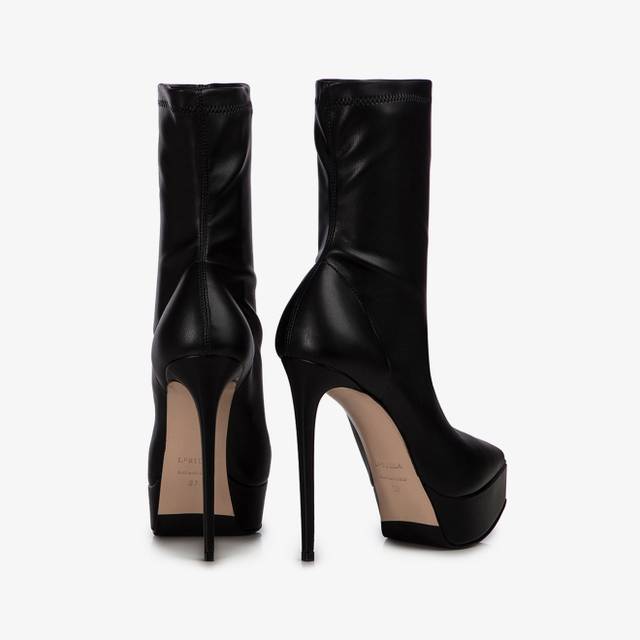 Le Silla Stivaletto Con Plateau Pelle Vegan Nero