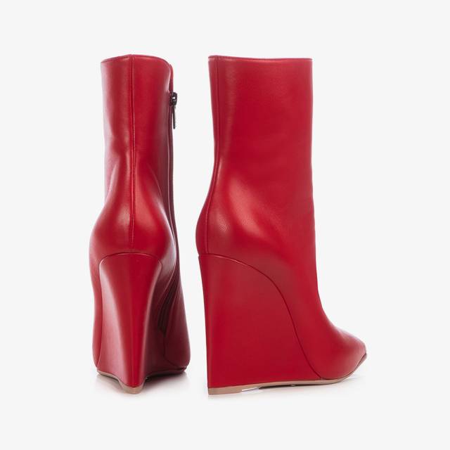 Le Silla Stivaletto Con Zeppa Nappa Rosso