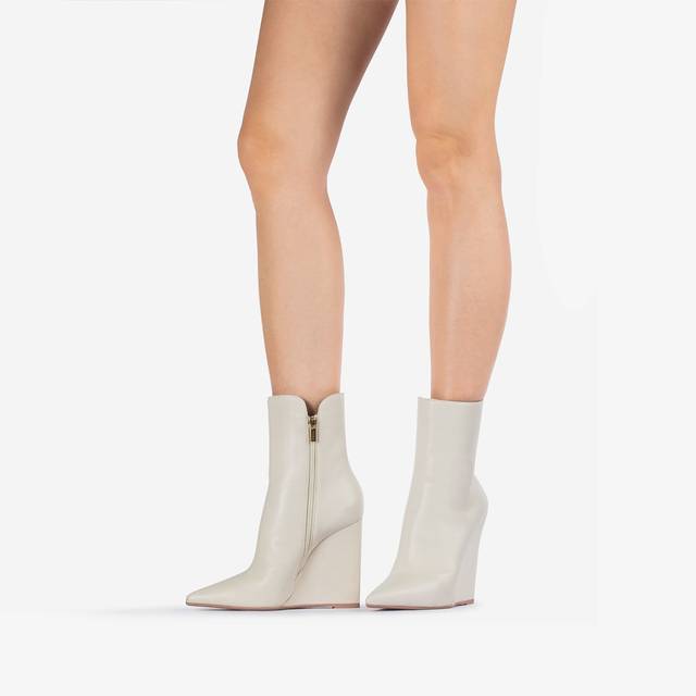 Le Silla Stivaletto Con Zeppa Pelle Bianco Milk