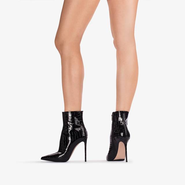 Le Silla Stivaletto Stampa Cocco Nero