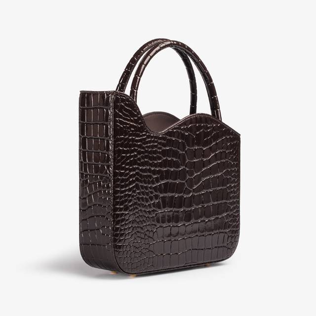 Le Silla Medium Bag Stampa Coccodrillo Marrone Fondente