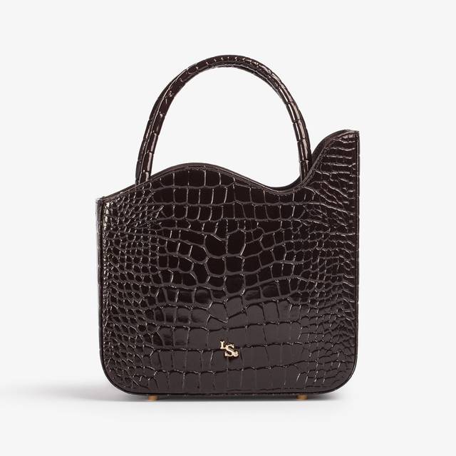 Le Silla Medium bag stampa coccodrillo marrone fondente