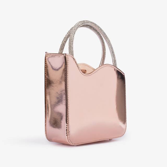 Le Silla Mini Bag Metallizzata Oro Rosa E Cristalli
