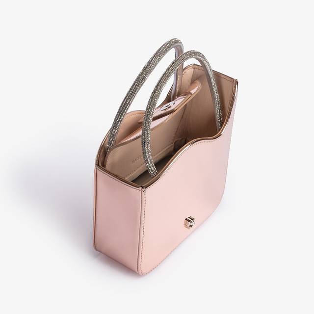 Le Silla Mini Bag Metallizzata Oro Rosa E Cristalli