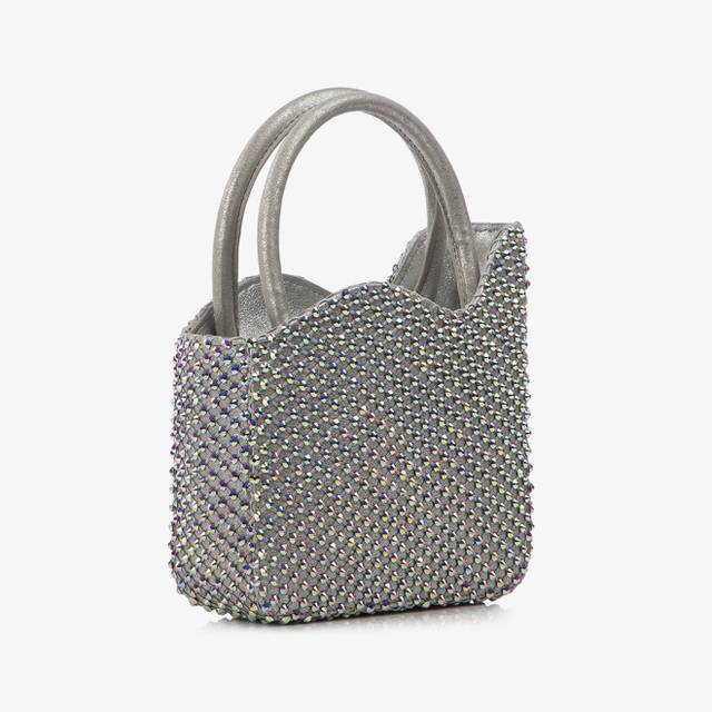 Le Silla Mini Bag Nappa Argento Eclissi E Cristalli