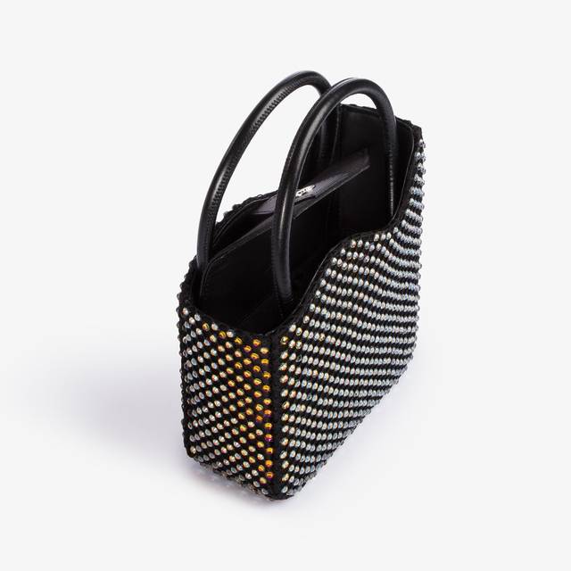 Le Silla Mini Bag Raso Nero E Cristalli Iridescenti