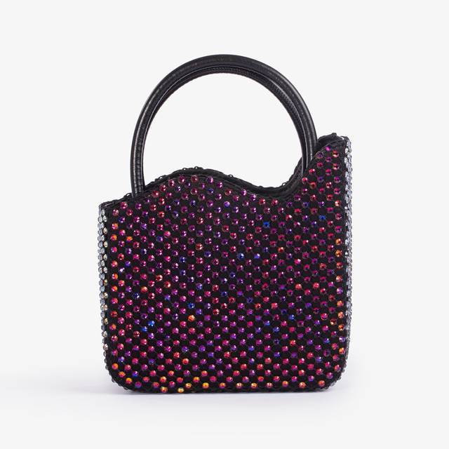Le Silla Mini bag raso nero e Cristalli iridescenti