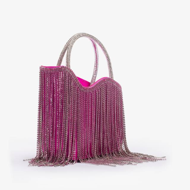 Le Silla Mini Bag Vernice Fucsia Bouganville Con Frange Fucsia