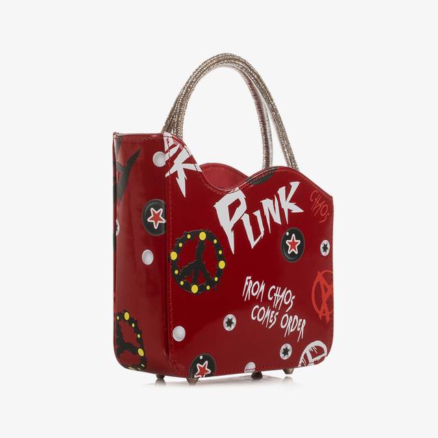 Le Silla Mini Bag Vernice Rossa E Bianca E Cristalli