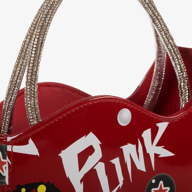 Le Silla Mini Bag Vernice Rossa E Bianca E Cristalli