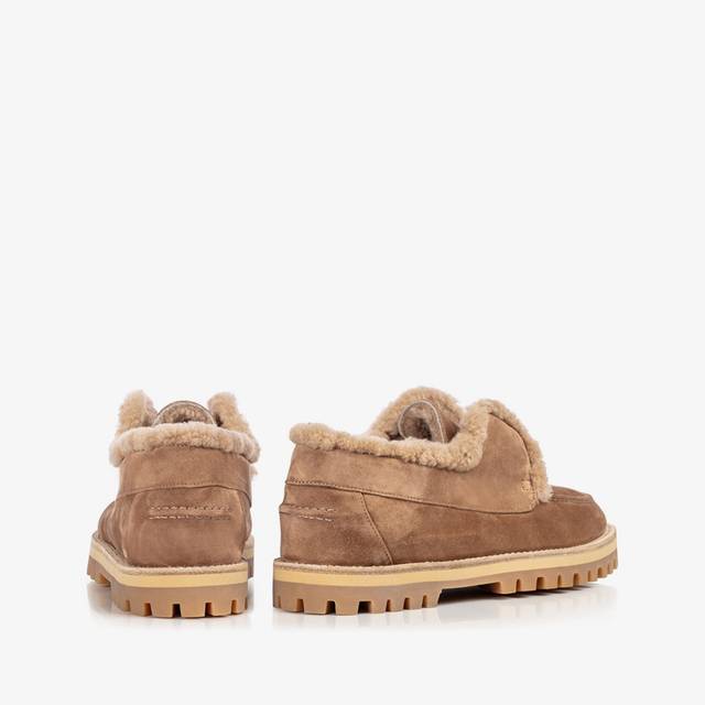 Le Silla Mocassino Camoscio Marrone Ginger Con Fodera Montone