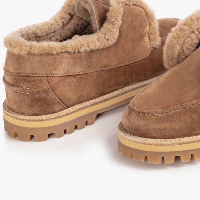 Le Silla Mocassino Camoscio Marrone Ginger Con Fodera Montone