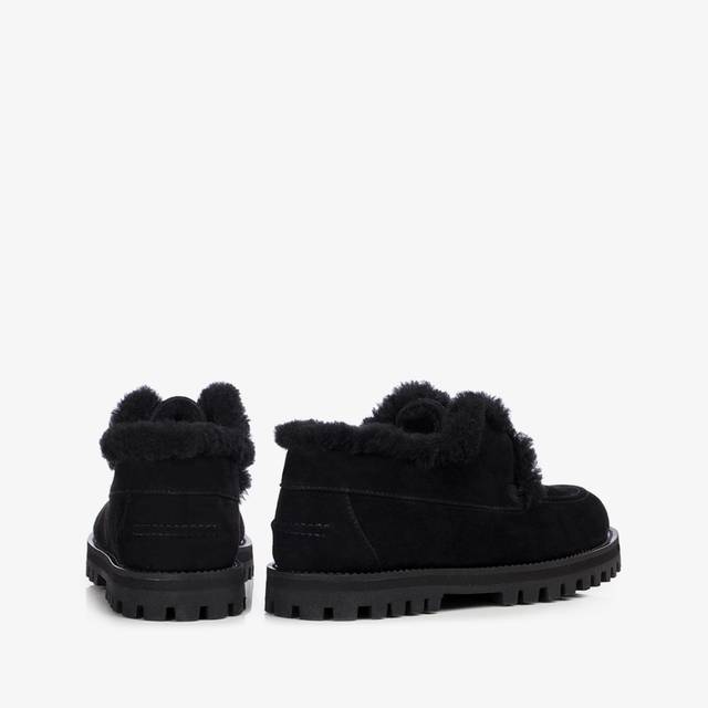 Le Silla Mocassino Camoscio Nero Con Fodera Montone