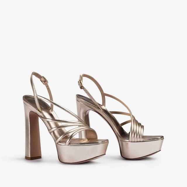 Le Silla Sandalo Con Plateau Pelle Laminata Platino