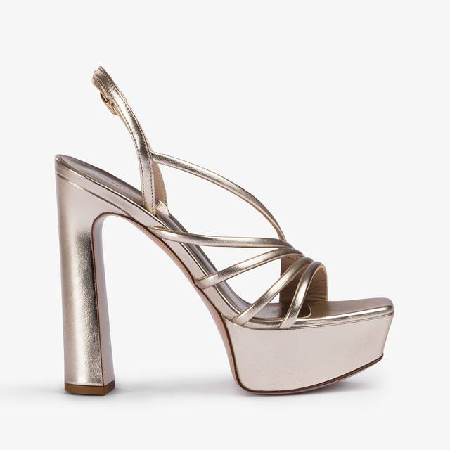 Le Silla Sandalo con plateau pelle laminata platino