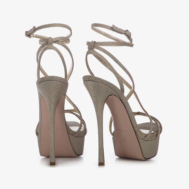 Le Silla Sandalo Con Plateau Tessuto Glitterato Oro