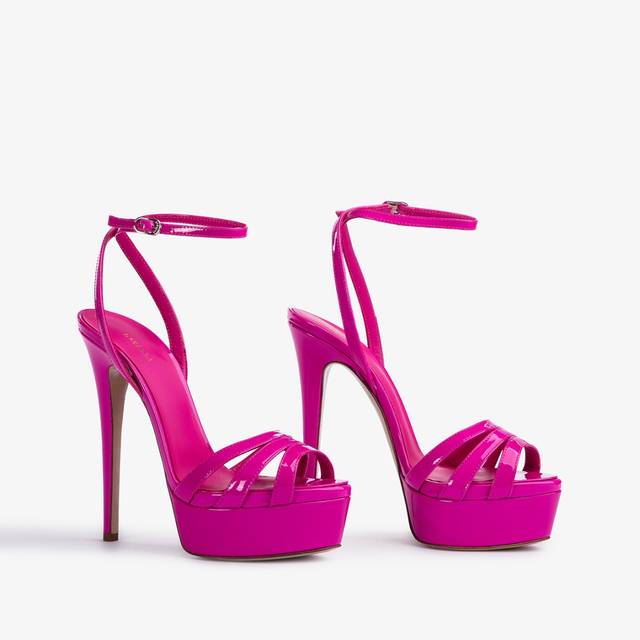 Le Silla Sandalo Con Plateau Vernice Fucsia Bouganville
