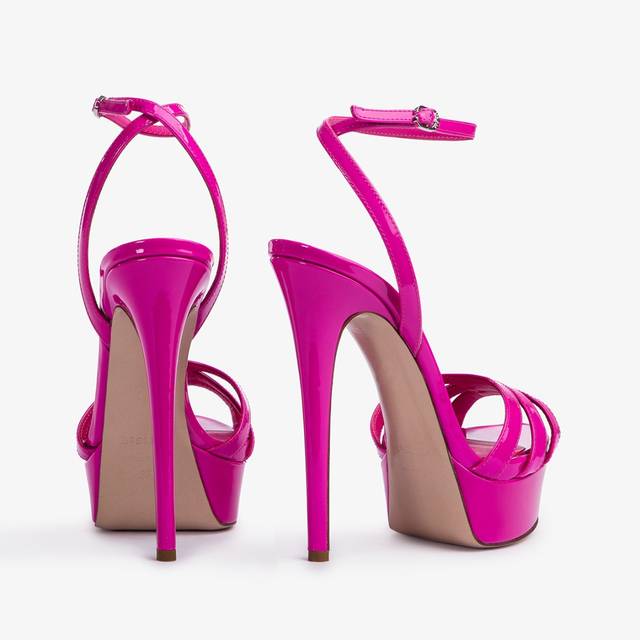 Le Silla Sandalo Con Plateau Vernice Fucsia Bouganville