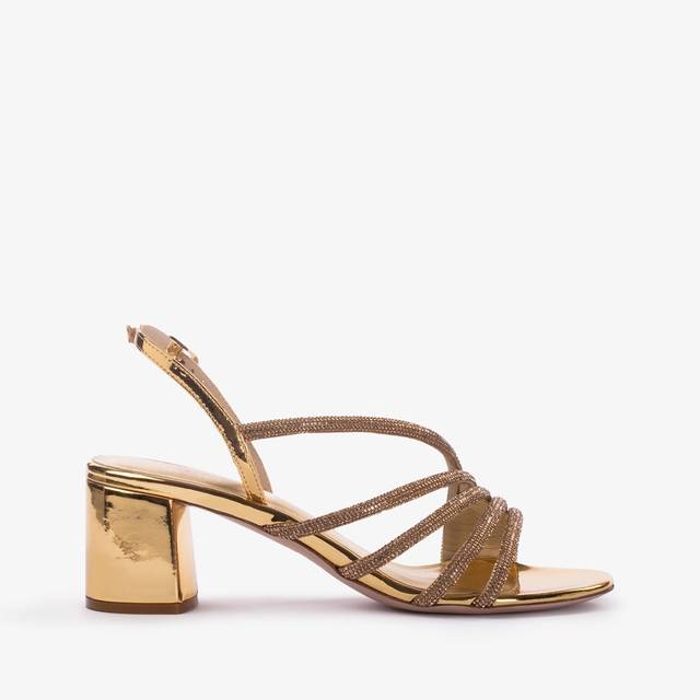 Le Silla Sandalo effetto pavé di Cristalli arancione marigold