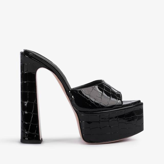 Le Silla Sandalo mule con plateau stampa cocco nero