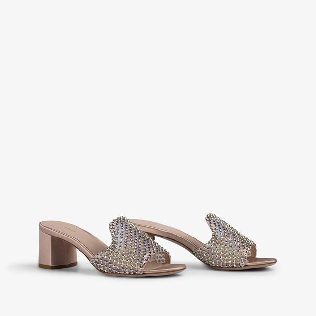 Le Silla Sandalo Mule Gioiello Rete Nude Skin Con Cristalli