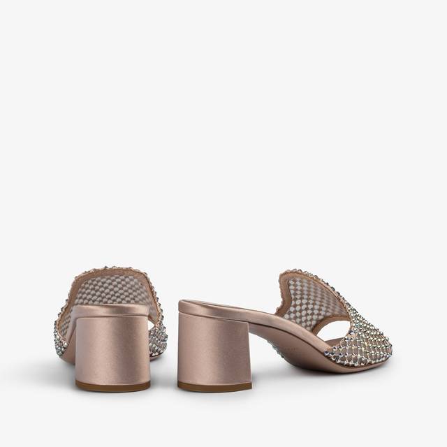 Le Silla Sandalo Mule Gioiello Rete Nude Skin Con Cristalli