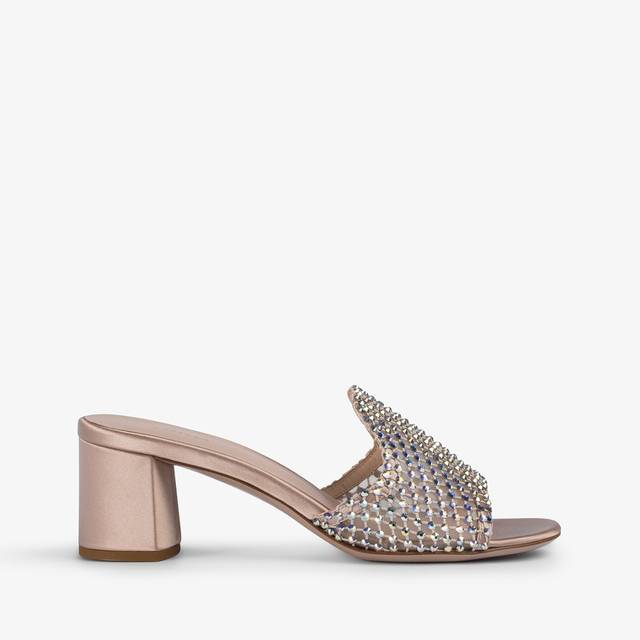 Le Silla Sandalo mule gioiello rete nude skin con Cristalli