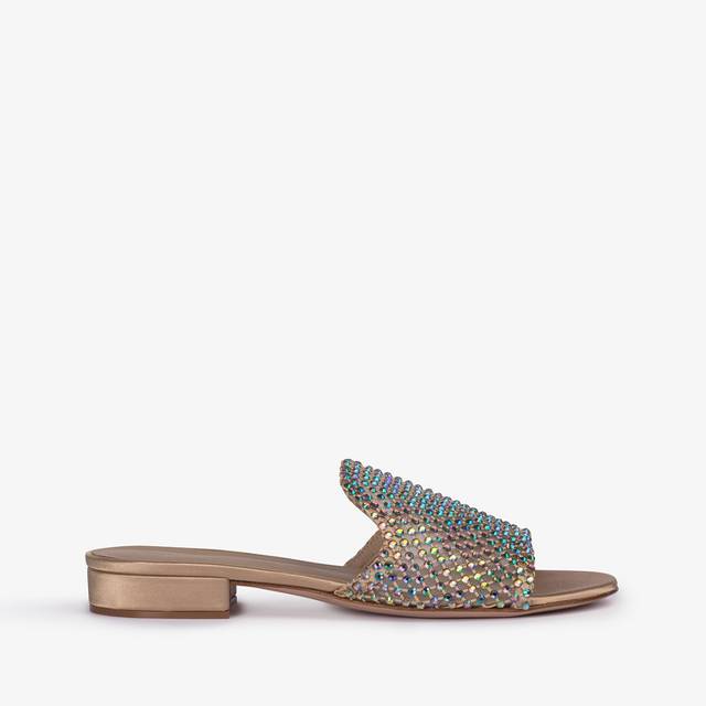 Le Silla Sandalo mule gioiello rete oro con Cristalli iridescenti
