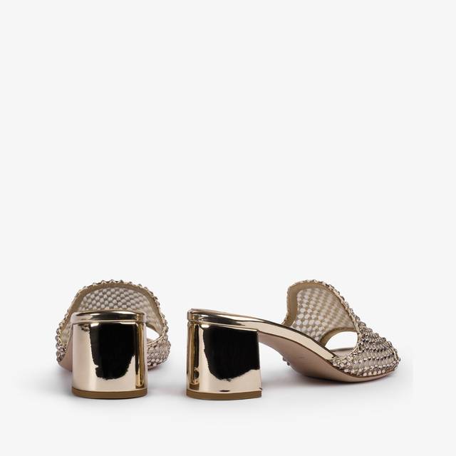 Le Silla Sandalo Mule Gioiello Rete Platino Con Cristalli