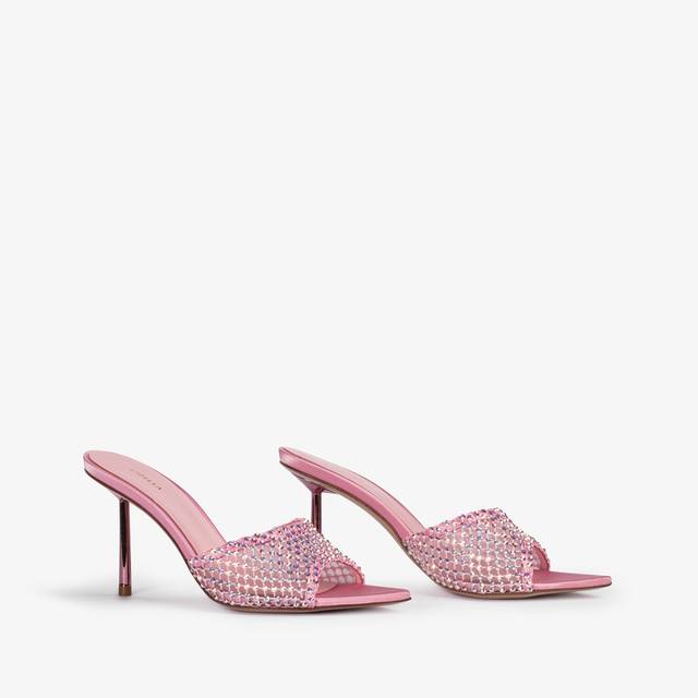 Le Silla Sandalo Mule Gioiello Rete Rosa Dea Con Cristalli
